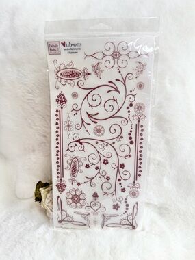 New with tags Heidi Grace Rub-Ons Embellishments - Burgundy Floral Swirls